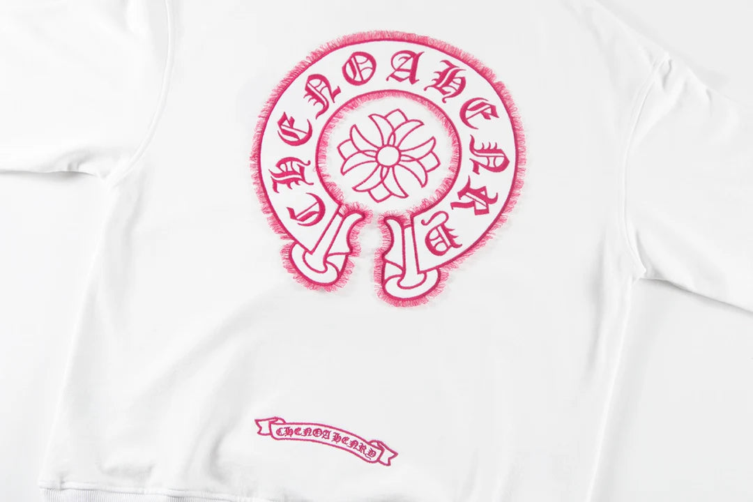 CHROME HEARTS ROSE HORSE SHOE LOGO SWEATSHIRT BLANC