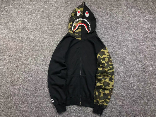 Sweat à capuche entièrement zippé BAPE GREEN CAMO noir
