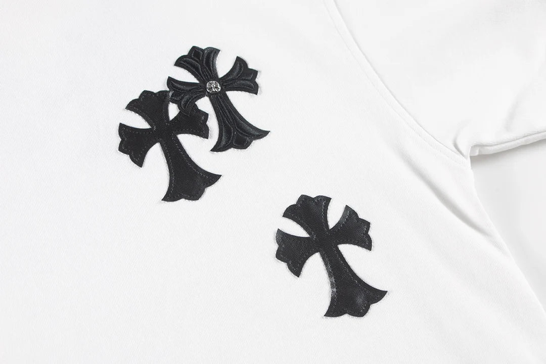 SWEAT-SHIRT BLANC AVEC PATCH CROIX CHROME HEARTS