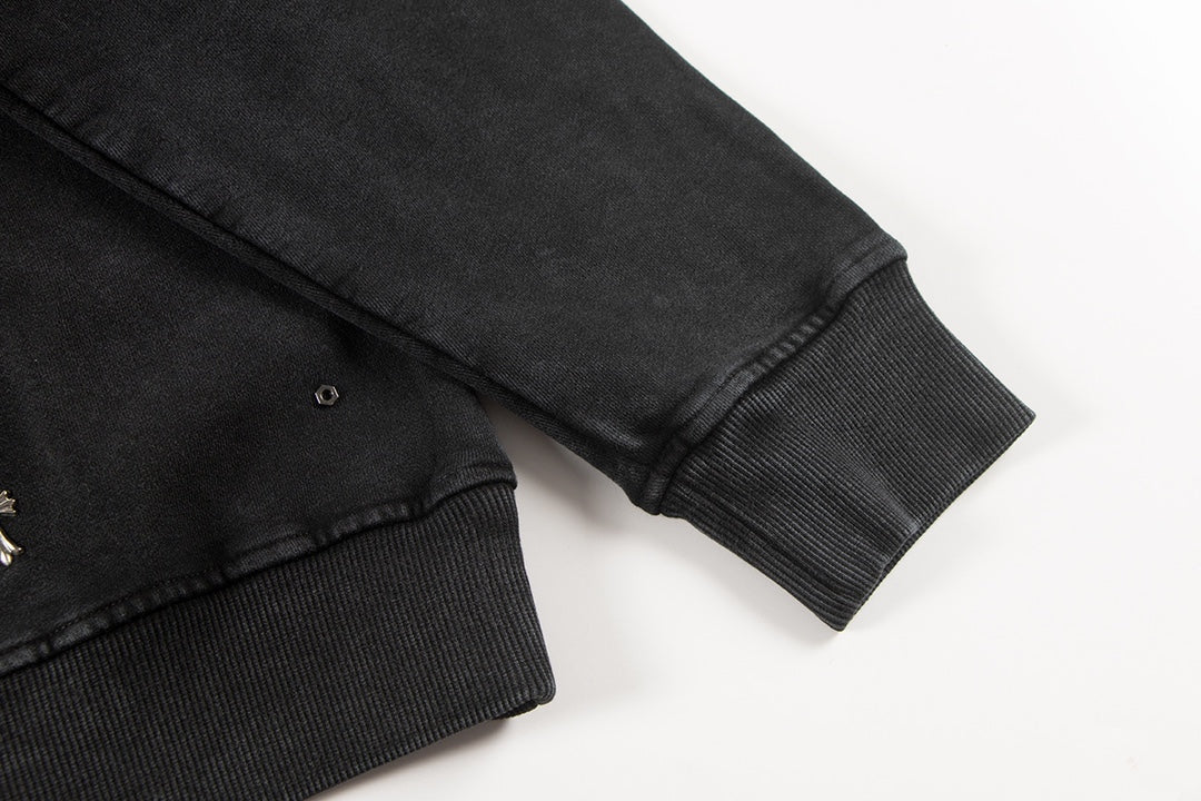 SWEAT-SHIRT NOIR CHROME HEARTS CROIX MÉTALLIQUE