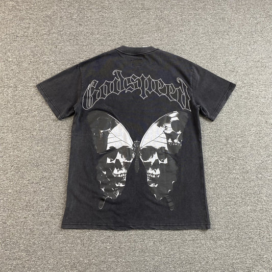 T-SHIRT EFFET PAPILLON GODSPEED NOIR DÉLAVÉ