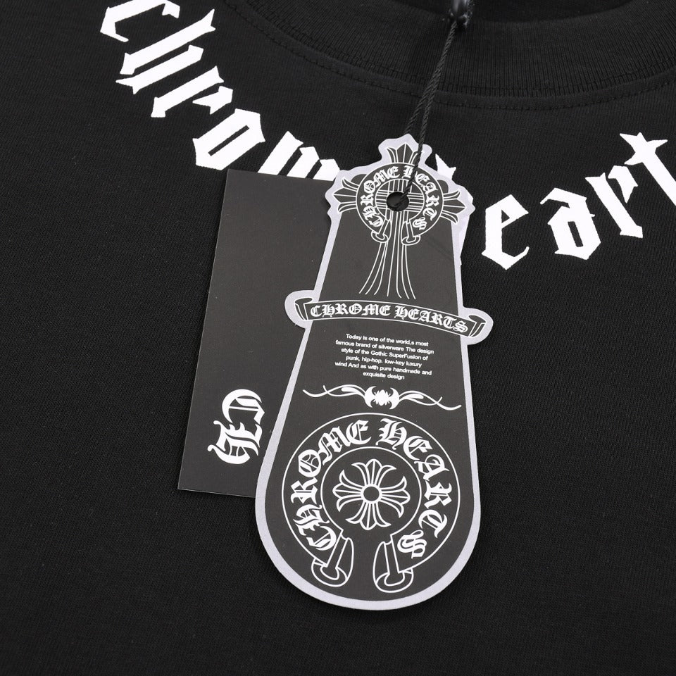 T-SHIRT COL LOGO CHROME HEARTS NOIR