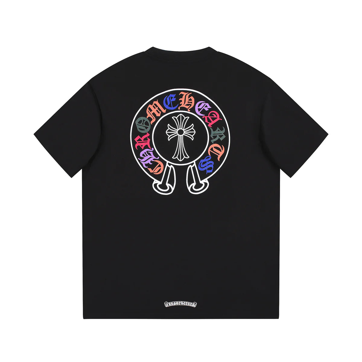T-SHIRT NOIR AVEC LOGO FER À CHEVAL MULTICOLORE CHROME HEARTS