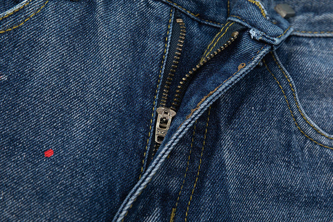 CHROME HEARTS PEINTURE GOUTTE CROIX PATCH JEANS DENIM