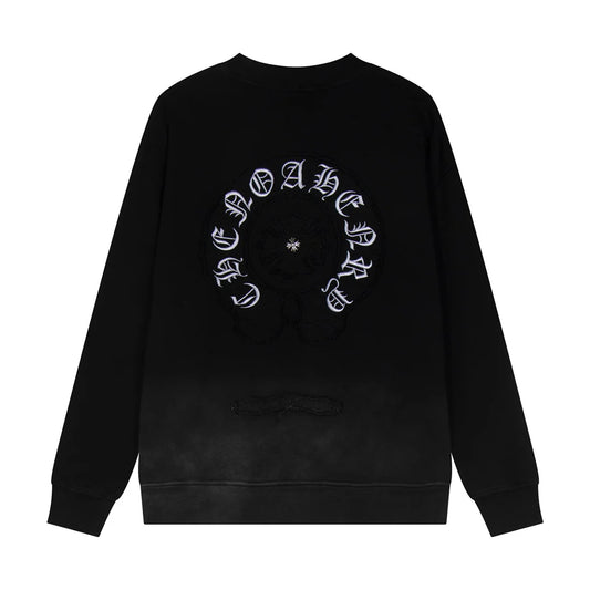 Sweat-shirt avec logo fer à cheval Chrome Hearts dégradé noir