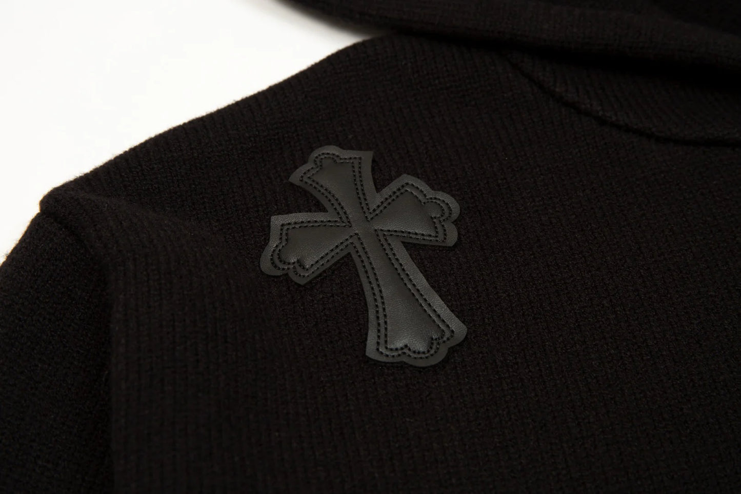 Sweat à capuche avec patch croix noire Chrome Hearts Noir