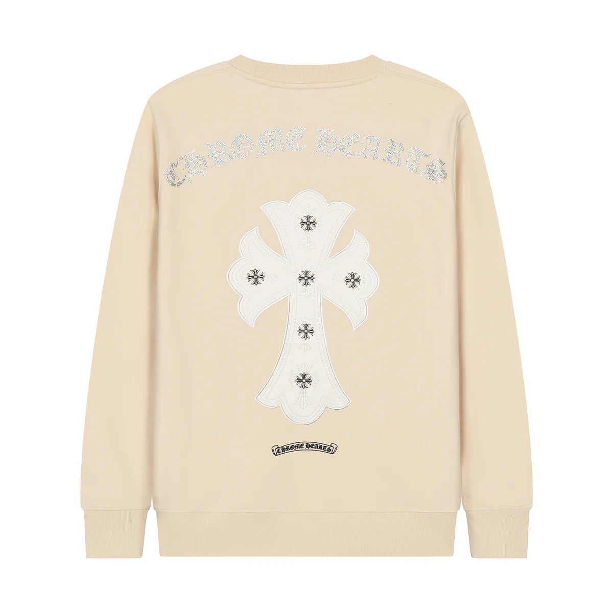 Sweat-shirt beige avec patch croix blanches CHROME HEARTS