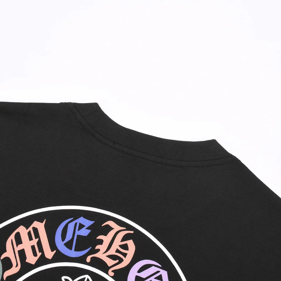 T-SHIRT NOIR AVEC LOGO FER À CHEVAL MULTICOLORE CHROME HEARTS