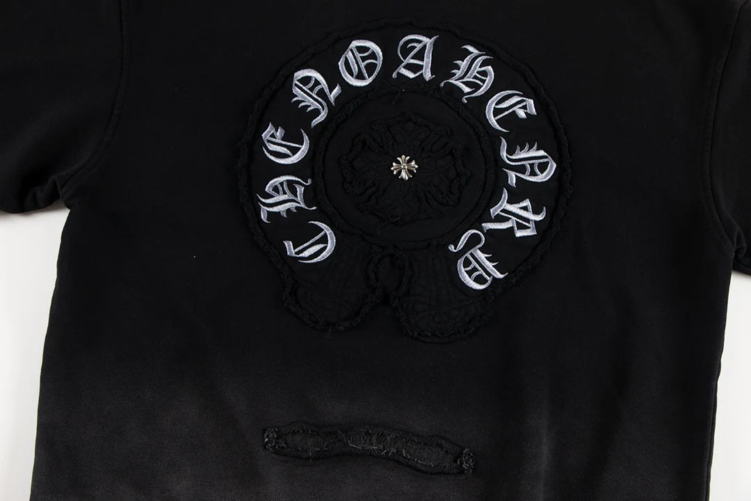 Sweat-shirt avec logo fer à cheval Chrome Hearts dégradé noir