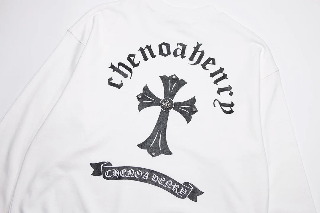SWEAT-SHIRT CHROME HEARTS BLACK CROSS BLANC
