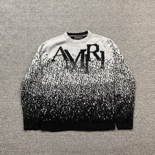PULL AMIRI COL ROND DÉGRADÉ GRIS