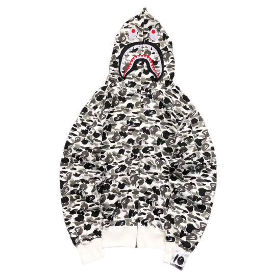 Sweat à capuche zippé intégral BAPE ABC CAMO SHARK GRIS