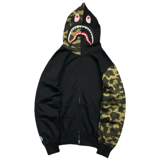 Sweat à capuche entièrement zippé BAPE GREEN CAMO noir