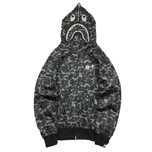 Sweat à capuche entièrement zippé BAPE x DOVER STREET MARKET SPECIAL CAMO SHARK NOIR