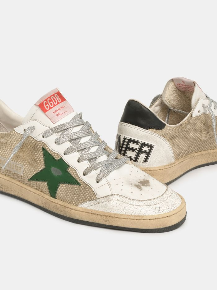GOLDEN GOOSE Ball Star Sneakers In Leather And Mesh With Black Heel Tab