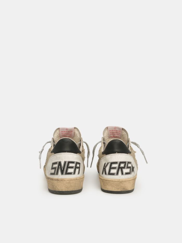GOLDEN GOOSE Ball Star Sneakers In Leather And Mesh With Black Heel Tab