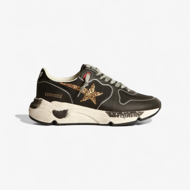 GOLDEN GOOSE Black Running Sole Sneakers With Glittery Gold Star