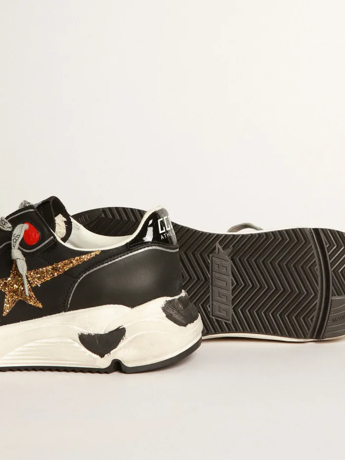 GOLDEN GOOSE Black Running Sole Sneakers With Glittery Gold Star