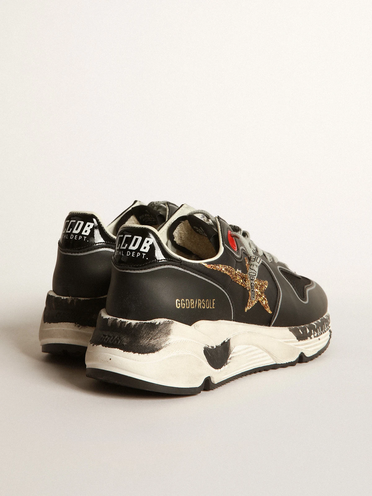 GOLDEN GOOSE Black Running Sole Sneakers With Glittery Gold Star
