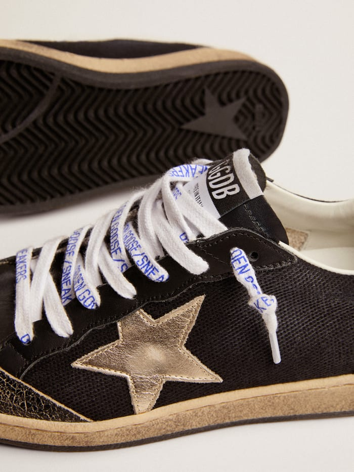 GOLDEN GOOSE Black Canvas Ball Star Sneakers With Platinum-colored Star
