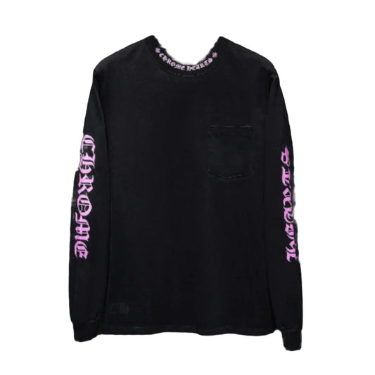 T SHIRT À MANCHES LONGUES À COL VIOLET ET NOIRE CHROME HEARTS