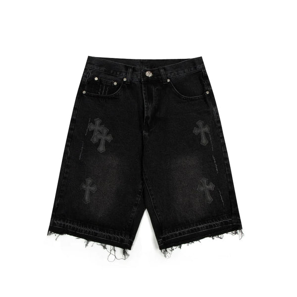 SORTS NOIRS AVEC PATCH CROIX NOIRE ET CHROME HEARTS