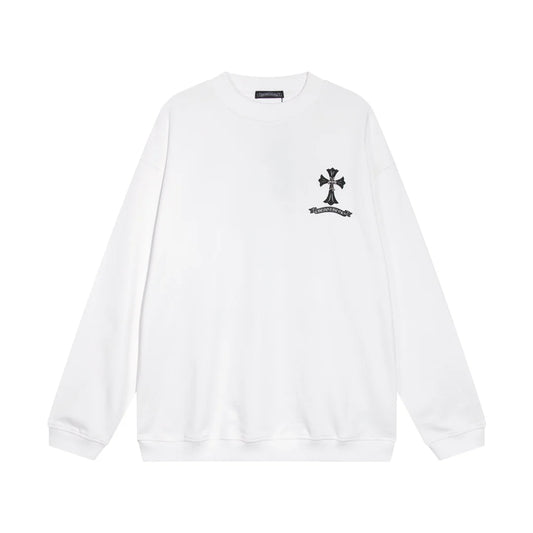 SWEAT-SHIRT CHROME HEARTS BLACK CROSS BLANC