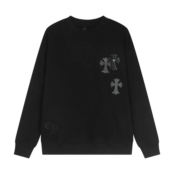 SWEAT-SHIRT NOIR AVEC PATCH CROIX CHROME HEARTS