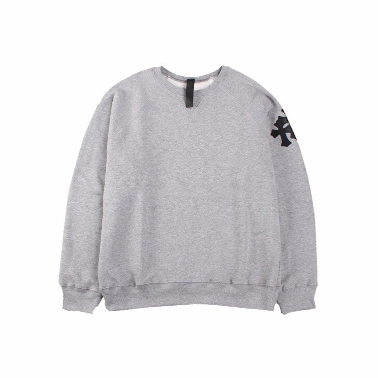 SWEAT-SHIRT CHROME HEARTS CROSS PATCH GRIS