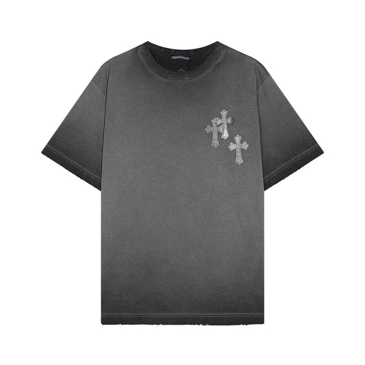 T-SHIRT CHROME HEARTS CROSS PATCH GRIS DÉLAVÉ