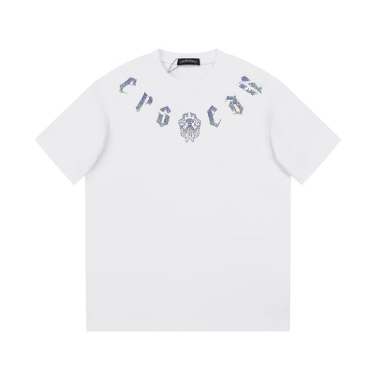 T-SHIRT GRAPHIQUE À PAILLETTES CHROME HEARTS BLANC