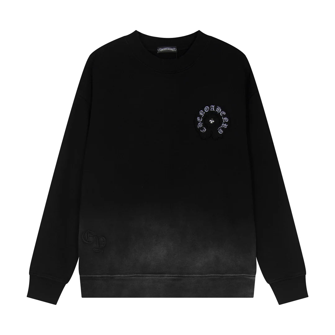 Sweat-shirt avec logo fer à cheval Chrome Hearts dégradé noir