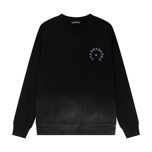 Sweat-shirt avec logo fer à cheval Chrome Hearts dégradé noir