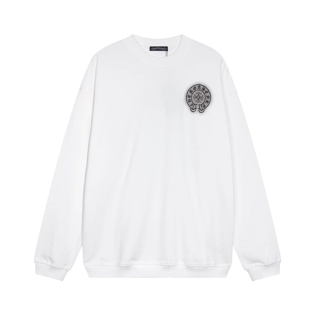 CHROME HEARTS HORSE SHOE LOGO SWEATSHIRT BLANC