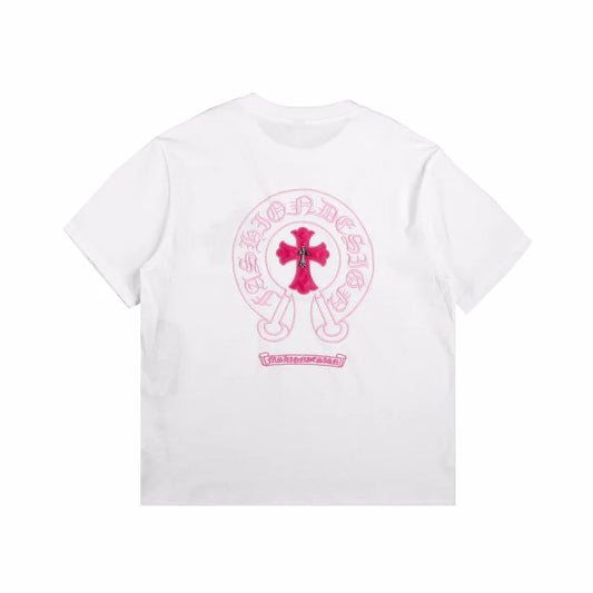 T-SHIRT LOGO FER À CHEVAL CHROME HEARTS BLANC ROSE