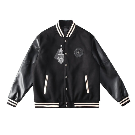 Veste universitaire noire avec logo fer à cheval Chrome Hearts