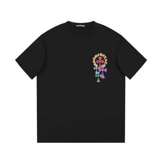 T-SHIRT NOIR AVEC LOGO FER À CHEVAL MULTICOLORE CHROME HEARTS