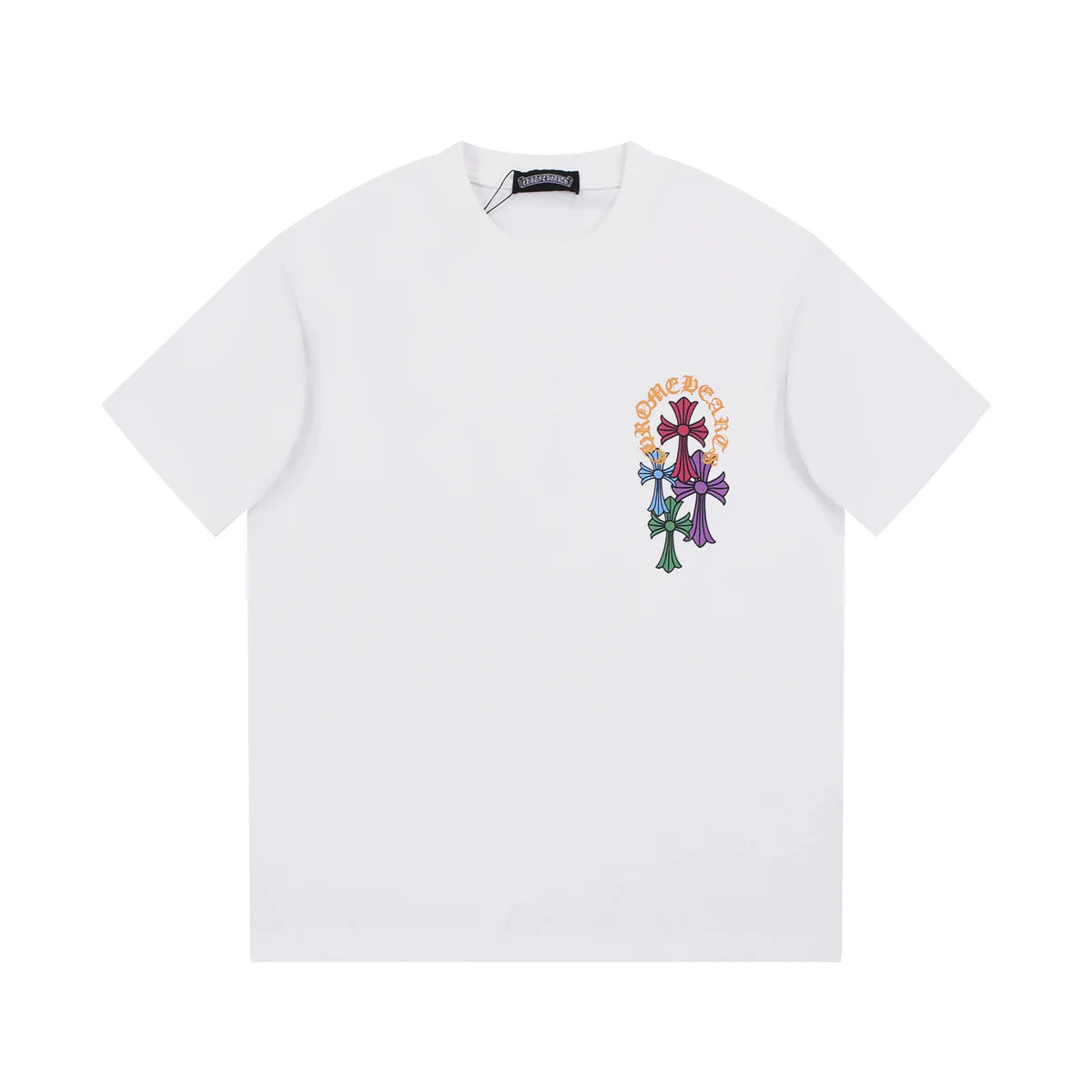T-SHIRT BLANC AVEC LOGO FER À CHEVAL MULTICOLORE CHROME HEARTS