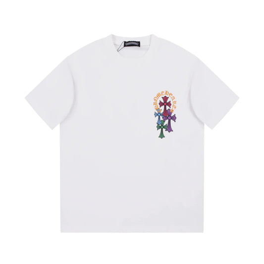 T-SHIRT BLANC AVEC LOGO FER À CHEVAL MULTICOLORE CHROME HEARTS