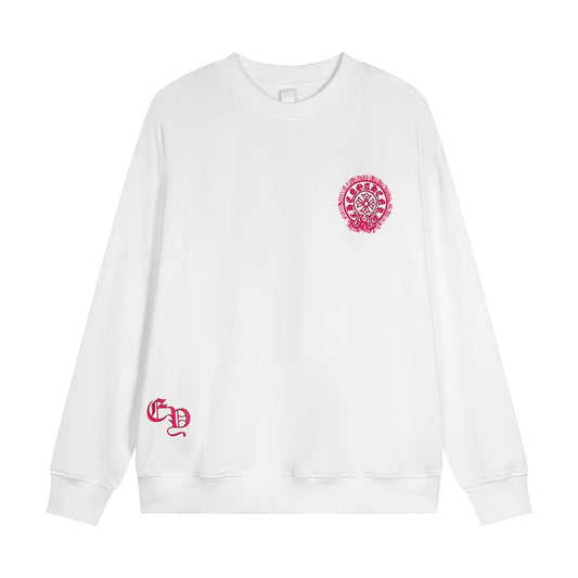 CHROME HEARTS ROSE HORSE SHOE LOGO SWEATSHIRT BLANC