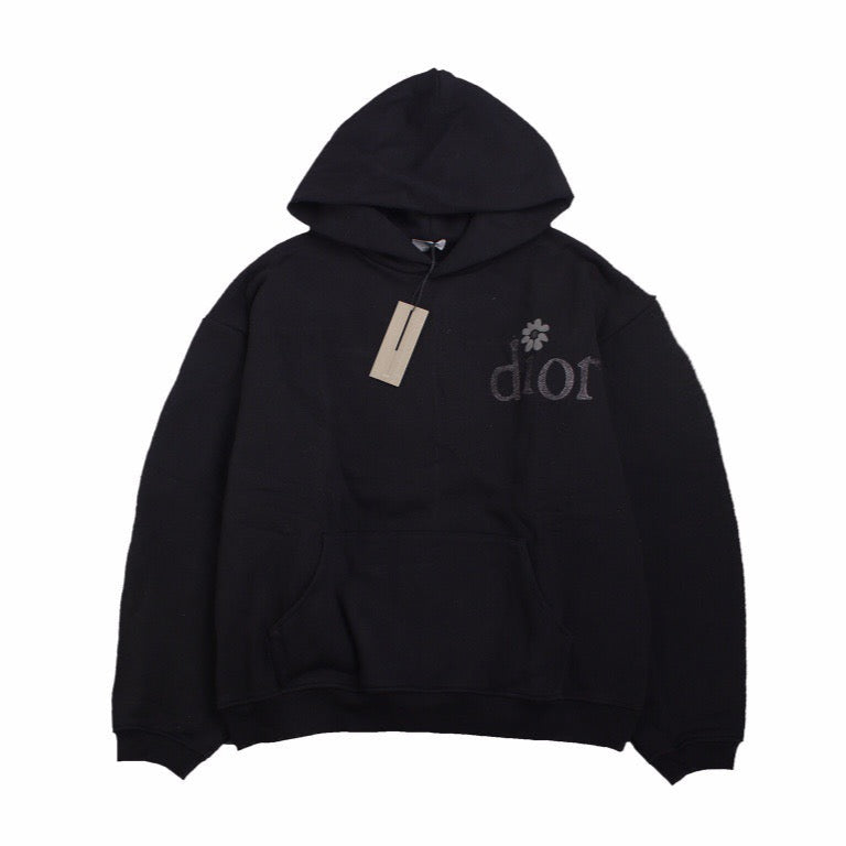 DIOR FLOWER LOGO HOODIE BLACK