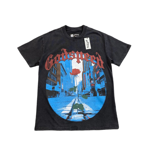 T-SHIRT GODSPEED E PLURIBUS UNUM NOIR DÉLAVÉ