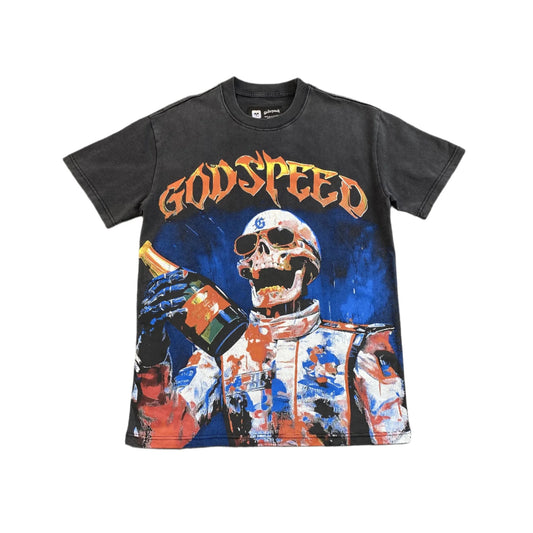 T-SHIRT GODSPEED VICTORY TOAST NOIR DÉLAVÉ