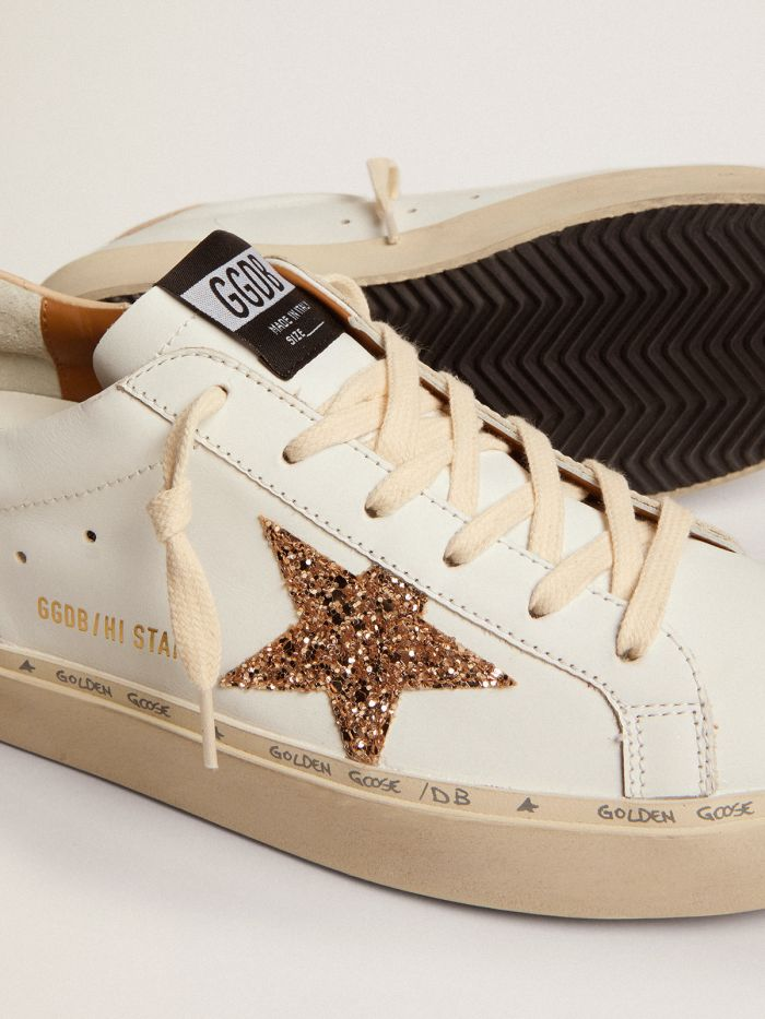 GOLDEN GOOSE Star Sneakers With Gold Glitter Star And Beige Leather Heel Tab