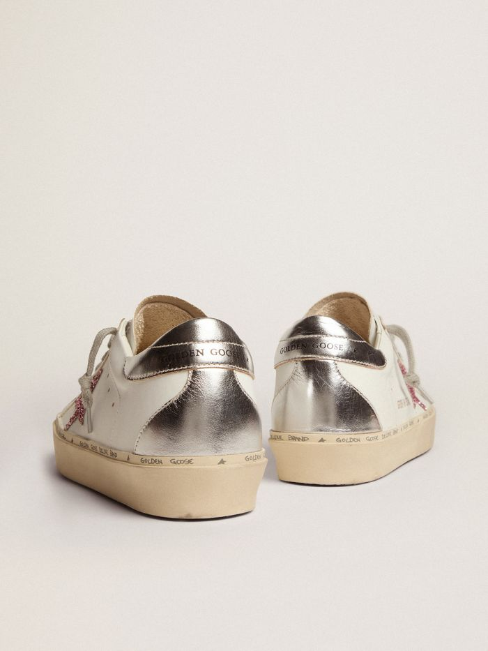 GOLDEN GOOSE Star Sneakers With Silver Laminated Leather Heel Tab And Pink Glitter Star