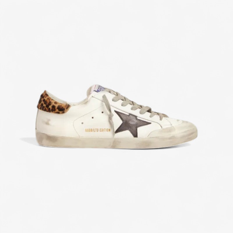 GOLDEN GOOSE Men’s Lab Limited Edition Super-star Sneakers With Double Tongue And Leopard-print Heel Tab