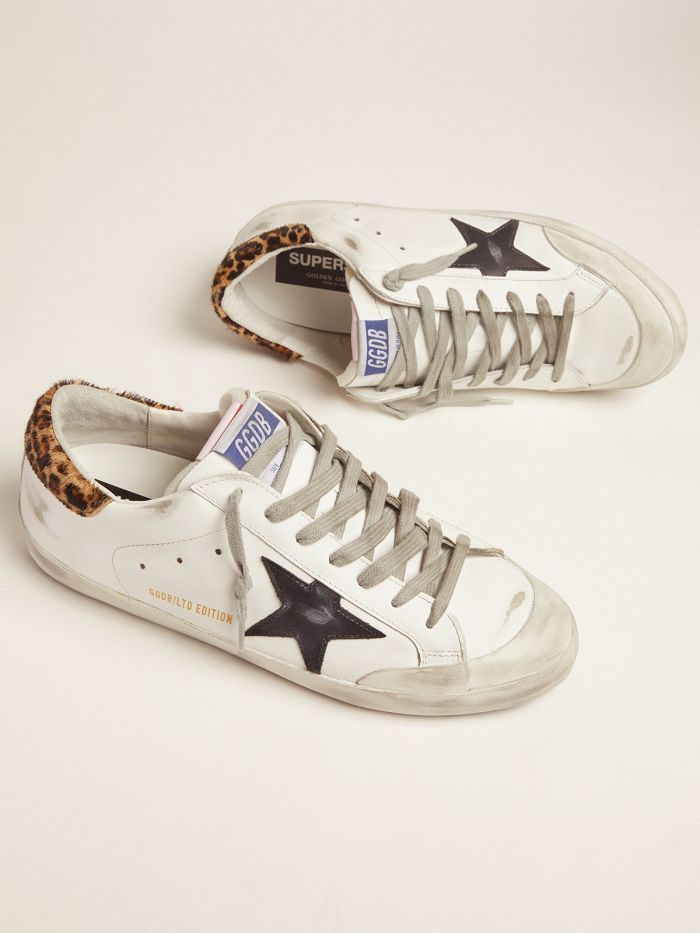 GOLDEN GOOSE Men’s Lab Limited Edition Super-star Sneakers With Double Tongue And Leopard-print Heel Tab
