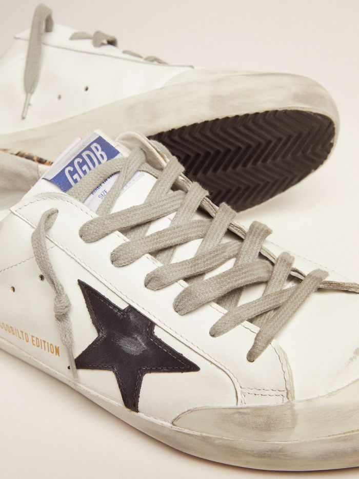 GOLDEN GOOSE Men’s Lab Limited Edition Super-star Sneakers With Double Tongue And Leopard-print Heel Tab