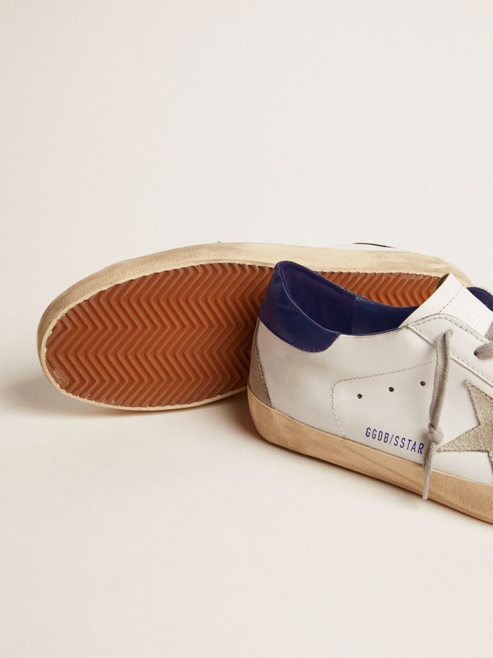 GOLDEN GOOSE Men’s Super-star Sneakers With Suede Star And Blue Heel Tab