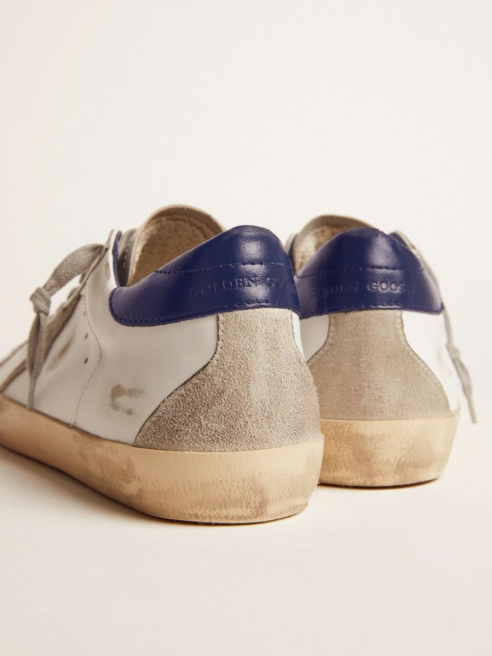 GOLDEN GOOSE Men’s Super-star Sneakers With Suede Star And Blue Heel Tab